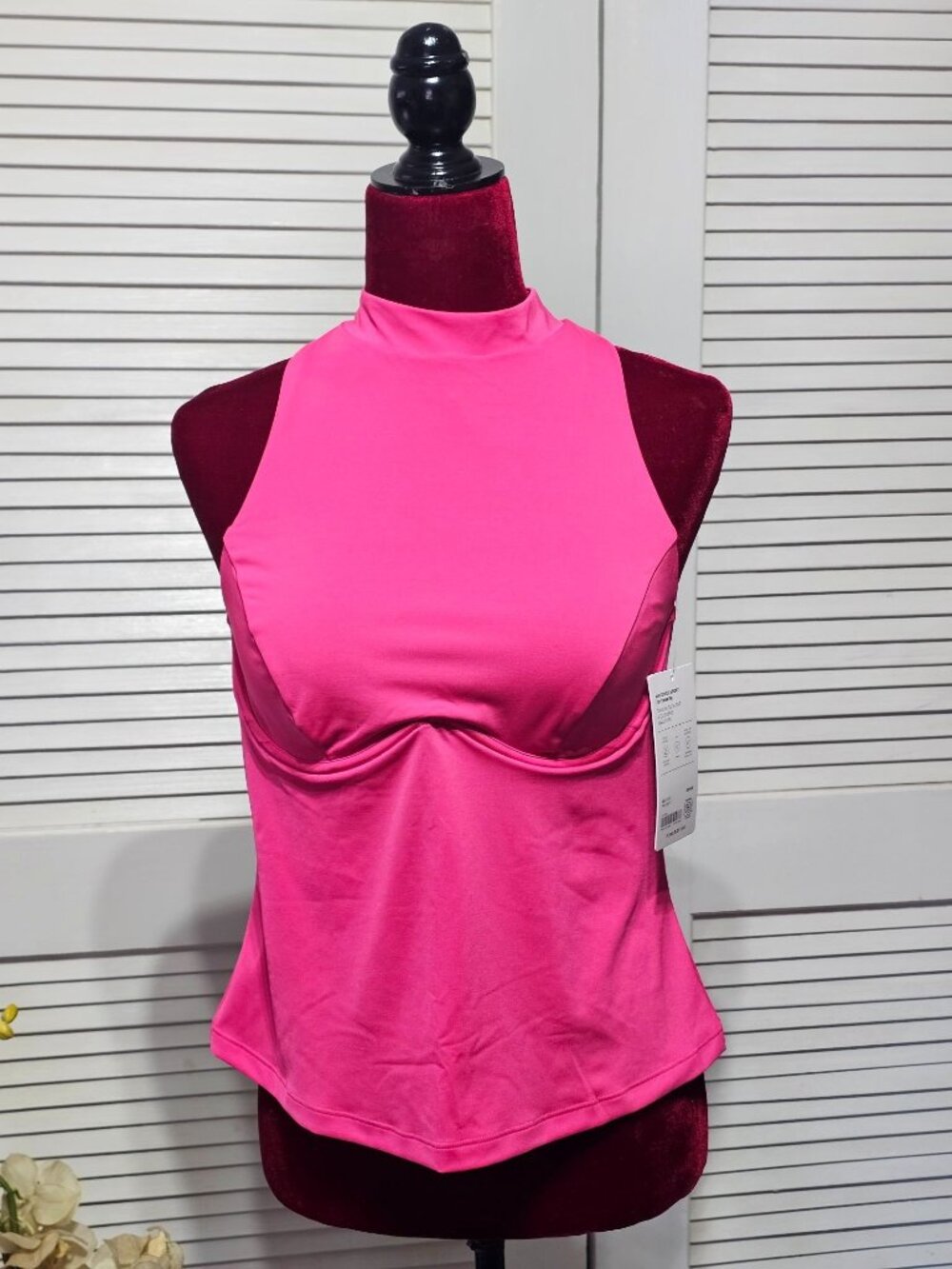 NWT Athleta Women's Tulip Pink Maldives Sport Zip Tankini Top Size 36B/C 3169